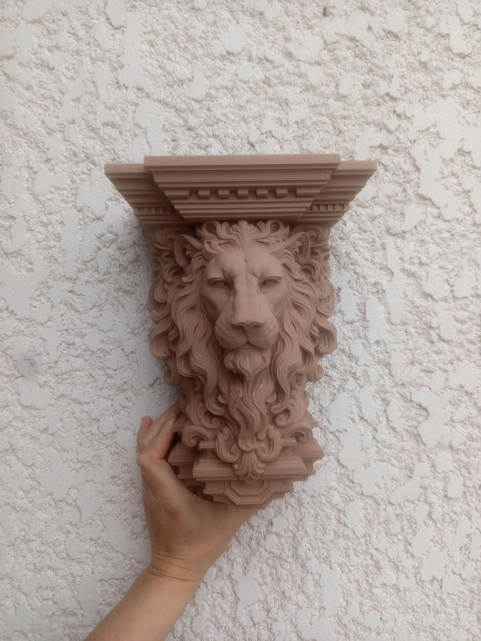 Etagère tablette tête de lion beige marron kleur beige hout 🍀 – photo 4